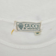 グッチ オールドグッチ ロゴ フラワー 半袖 Tシャツ 80s ヴィンテージ サイズM ホワイト コットン レディース GUCCI 【中古】