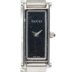グッチ バングルウォッチ 腕時計 1500L クオーツ ブラック文字盤 ステンレススチール レディース GUCCI 【中古】