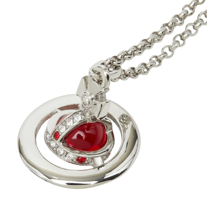 ヴィヴィアンウエストウッド タイニーオーブ ネックレス シルバー レッド メタル ラインストーン レディース Vivienne Westwood 【中古】