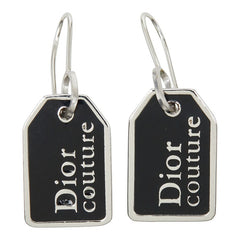 ディオール ロゴ プレート ピアス シルバー ブラック メタル レディース Dior 【中古】