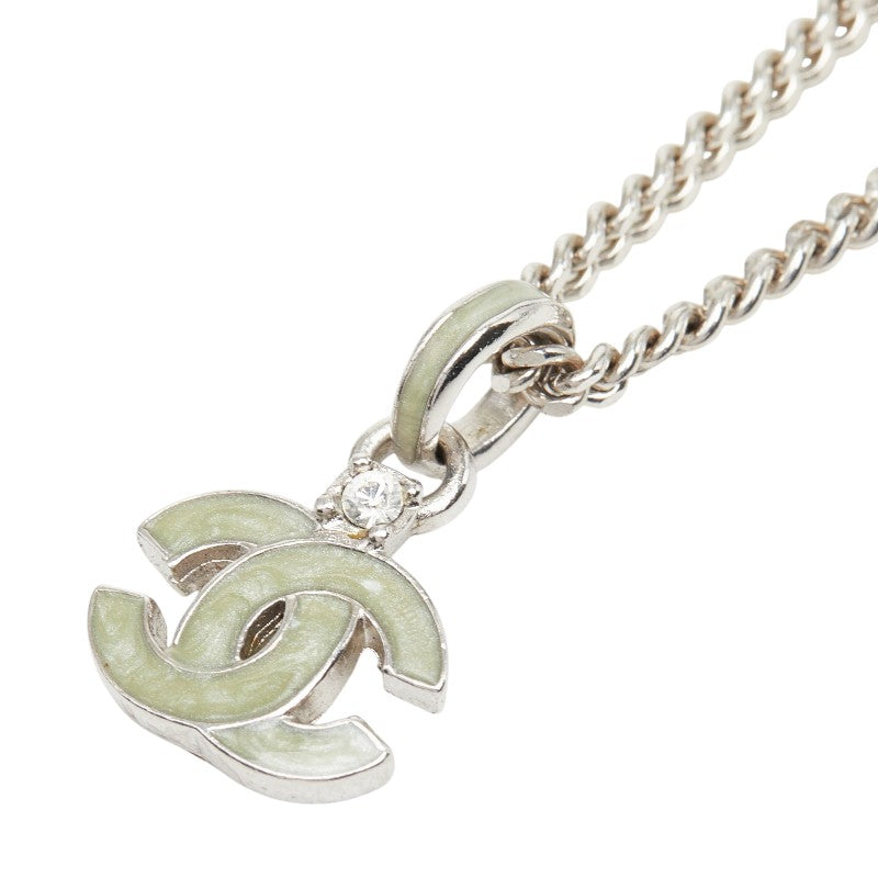 シャネル ココマーク ペンダント ネックレス 04P シルバー メタル ラインストーン レディース CHANEL 【中古】