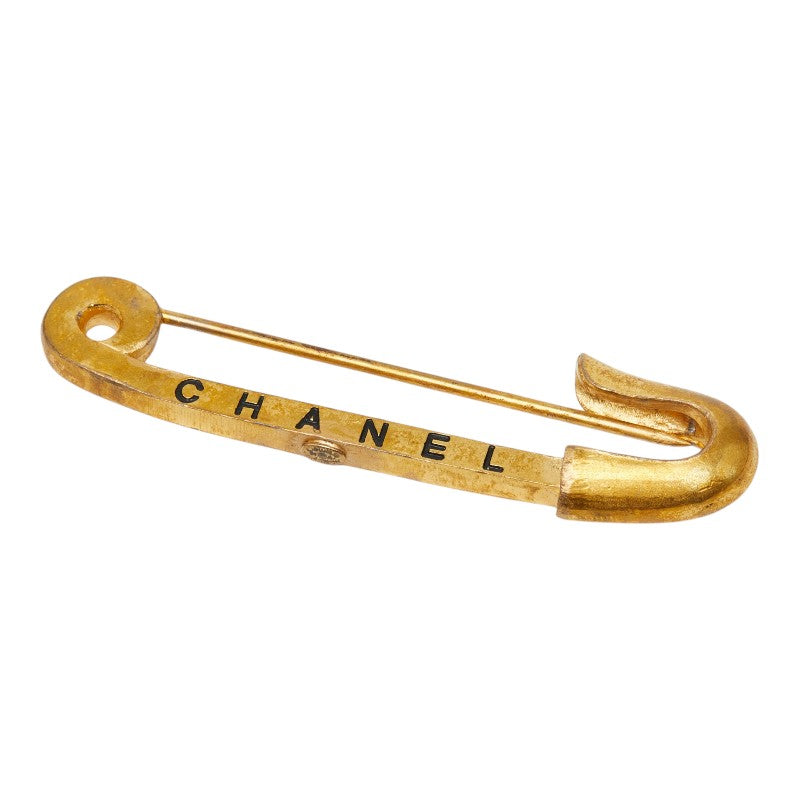 シャネル 安全ピン ロゴ ブローチ 01A刻印 ゴールド メッキ レディース CHANEL 【中古】