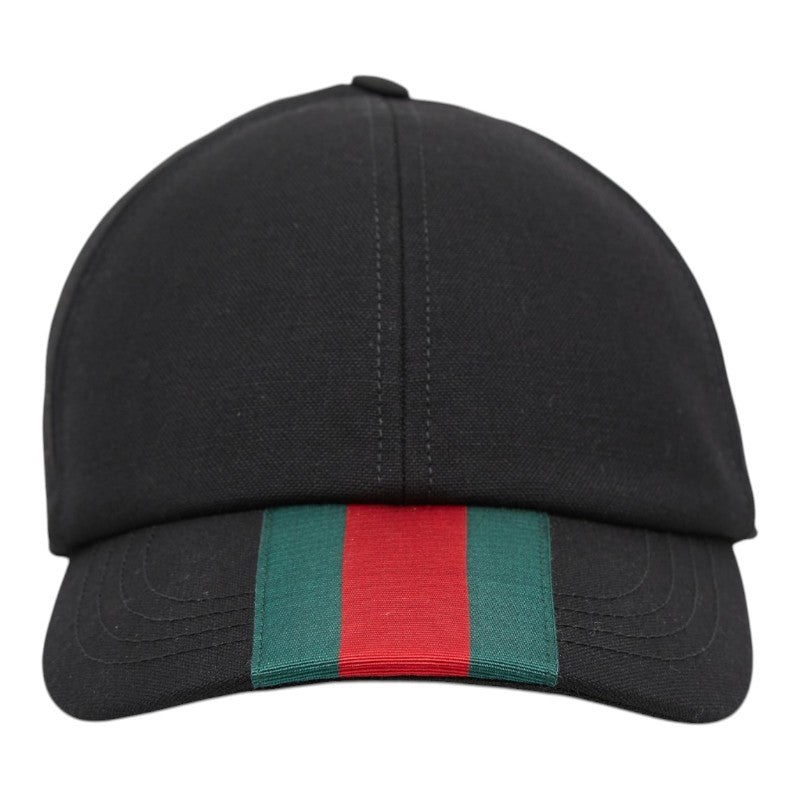 グッチ ウェブストライプ キャップ ベースボールキャップ サイズ：L 59cm 797225 ブラック マルチカラー ウール メンズ GUCCI 【中古】