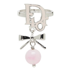 ディオール ロゴ リボン リング 指輪 シルバー ピンク メタル レディース Dior 【中古】