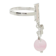 ディオール ロゴ リボン リング 指輪 シルバー ピンク メタル レディース Dior 【中古】