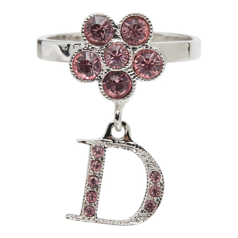 ディオール フラワー Dロゴ リング 指輪 シルバー メタル ラインストーン レディース Dior 【中古】