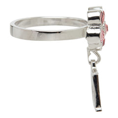ディオール フラワー Dロゴ リング 指輪 シルバー メタル ラインストーン レディース Dior 【中古】