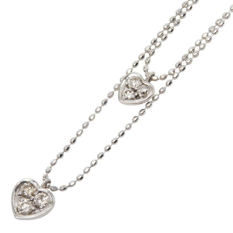 K18WG ホワイトゴールド ダイヤ0.14ct ダイヤ0.08ct ペンダント ネックレス レディース 【中古】