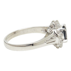 Pt900 プラチナ サファイア0.69ct ダイヤ0.18ct フラワー 花 モチーフ リング 指輪 レディース 11号 【中古】