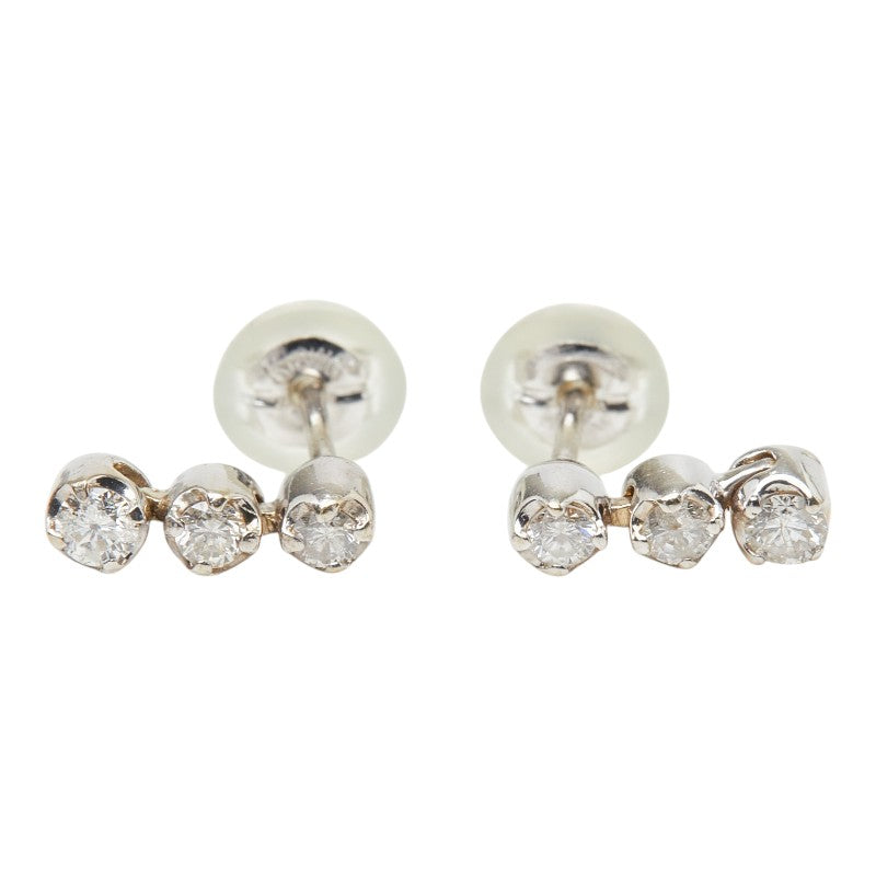 K18WG ホワイトゴールド ダイヤ0.25ct 3連スタッドピアス ピアス レディース 【中古】