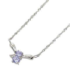 Pt900 プラチナ Pt850 プラチナ タンザナイト ダイヤ0.01ct ELLE フラワーモチーフ ペンダント ネックレス レディース 【中古】