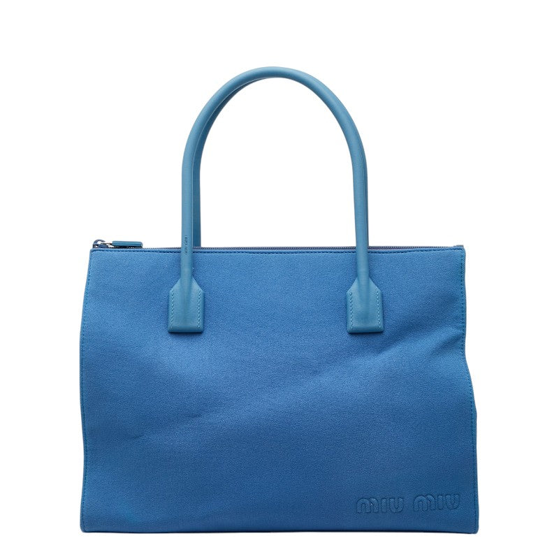 ミュウミュウ ラバーハンドル ハンドバッグ トートバッグ ブルー キャンバス ラバー レディース MIUMIU 【中古】