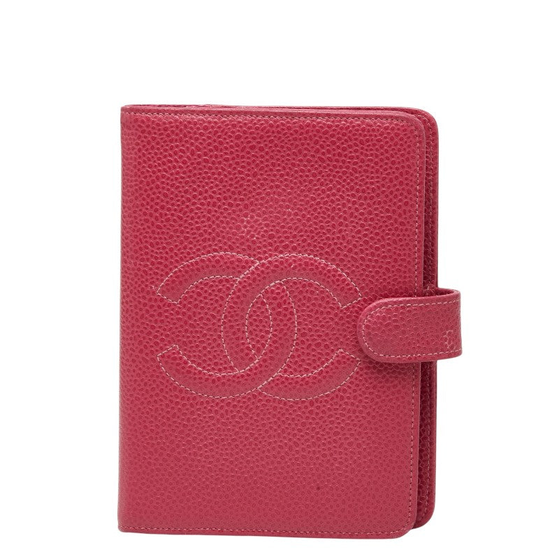 シャネル ココマーク アジェンダ 手帳カバー システム手帳 6穴式 ピンク キャビアスキン レディース CHANEL 【中古】