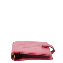 シャネル ココマーク アジェンダ 手帳カバー システム手帳 6穴式 ピンク キャビアスキン レディース CHANEL 【中古】