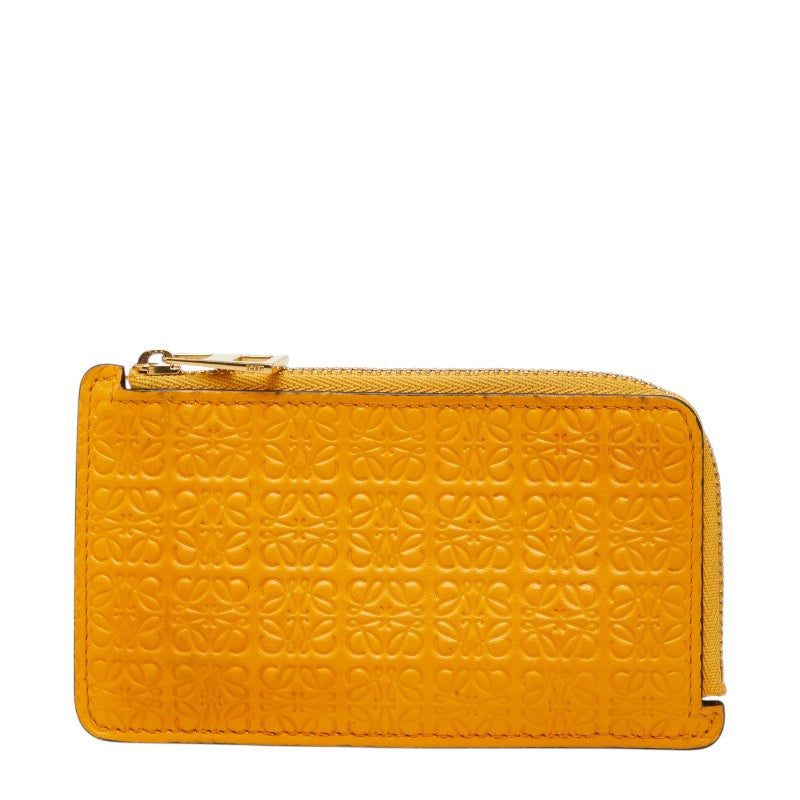 ロエベ リピート アナグラム コインケース イエロー マンダリンオレンジ レザー レディース LOEWE 【中古】