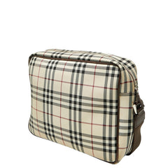バーバリー ノバチェック 斜め掛け ショルダーバッグ ベージュ ブラウン ブラック キャンバス レザー レディース BURBERRY 【中古】
