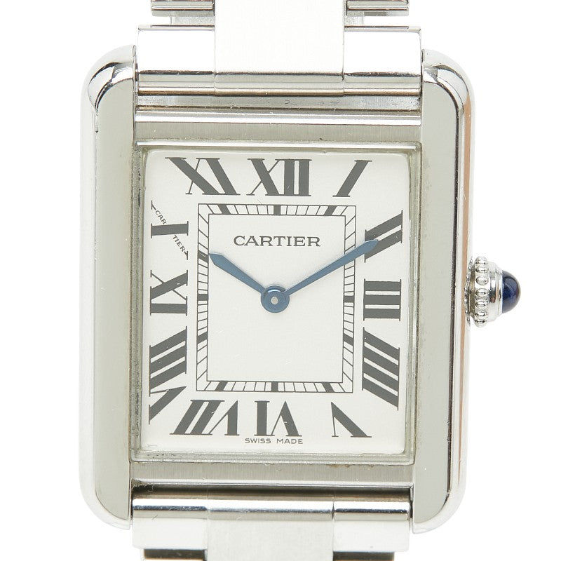 カルティエ タンクソロ SM 腕時計 W5200013 クオーツ ホワイト文字盤 ステンレススチール レディース CARTIER 【中古】