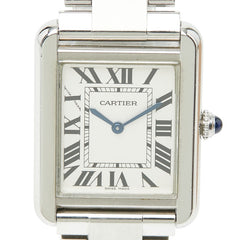 カルティエ タンクソロ SM 腕時計 W5200013 クオーツ ホワイト文字盤 ステンレススチール レディース CARTIER 【中古】
