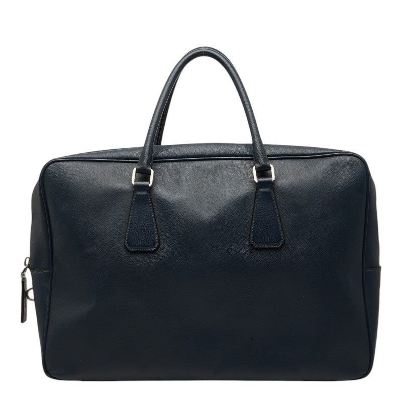 プラダ 三角ロゴプレート ブリーフケース ビジネスバッグ ネイビー サフィアーノレザー メンズ PRADA 【中古】