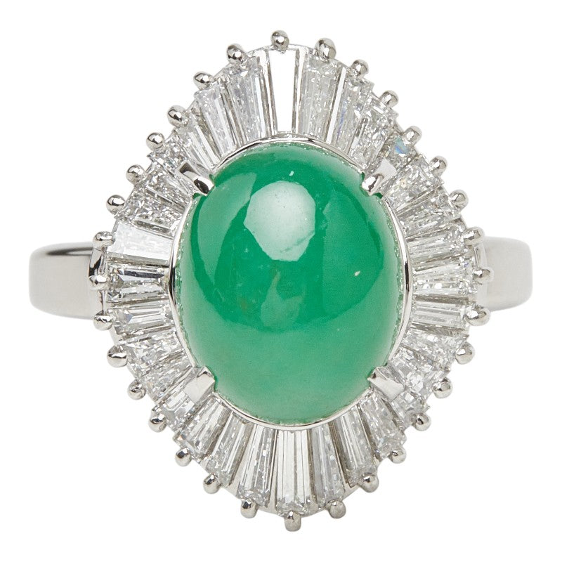 Pt900 プラチナ ヒスイ5.98ct ダイヤ1.31ct フラワーモチーフ リング 指輪 レディース 13号 【中古】