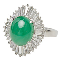 Pt900 プラチナ ヒスイ5.98ct ダイヤ1.31ct フラワーモチーフ リング 指輪 レディース 13号 【中古】