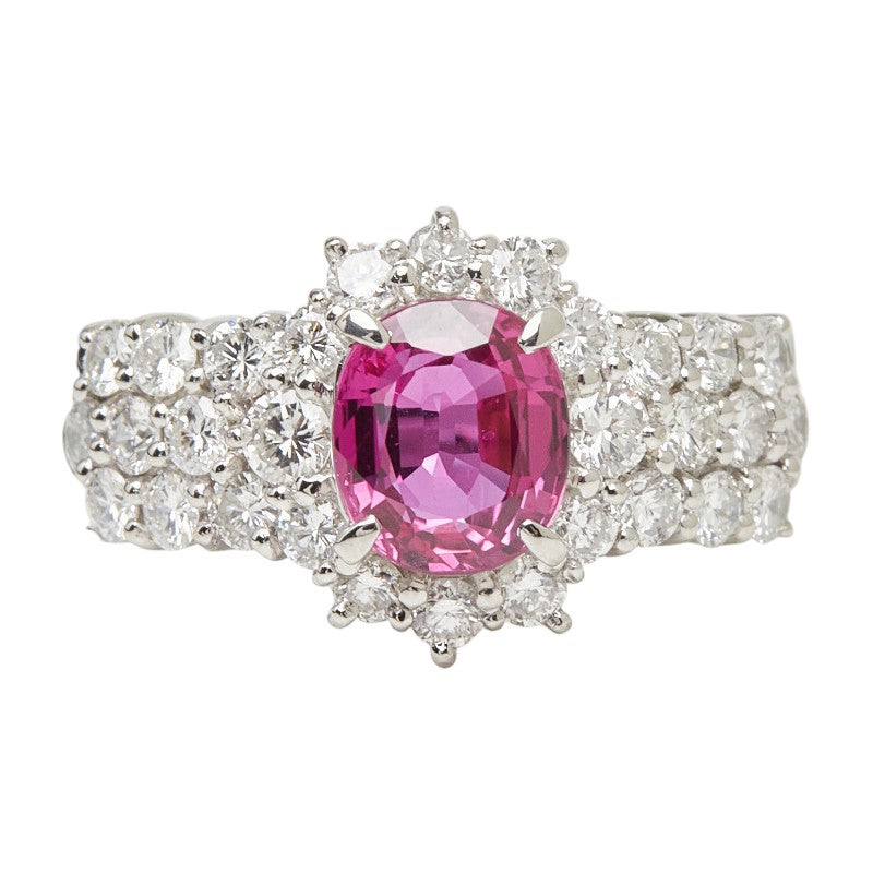 Pt900 プラチナ ルビー1.58ct ダイヤ1.07ct リング 指輪 レディース 12.5号 【中古】