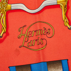 エルメス カレ90 CRANO MANAGE グランマネージュ スカーフ レッド ブルー シルク レディース HERMES 【中古】