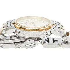 エルメス クリッパー コンビ アイボリー 腕時計 CL4.220 クオーツ ベージュ文字盤 ステンレススチール メッキ レディース HERMES 【中古】