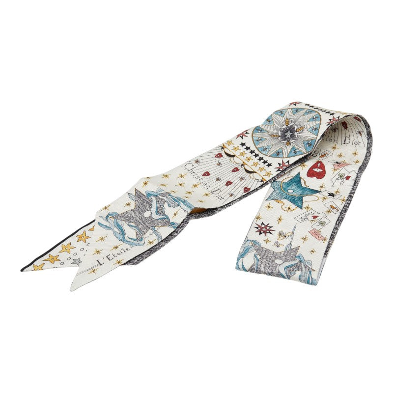 ディオール ミッツァ L'Etoile スカーフ ホワイト マルチカラー シルク レディース Dior 【中古】
