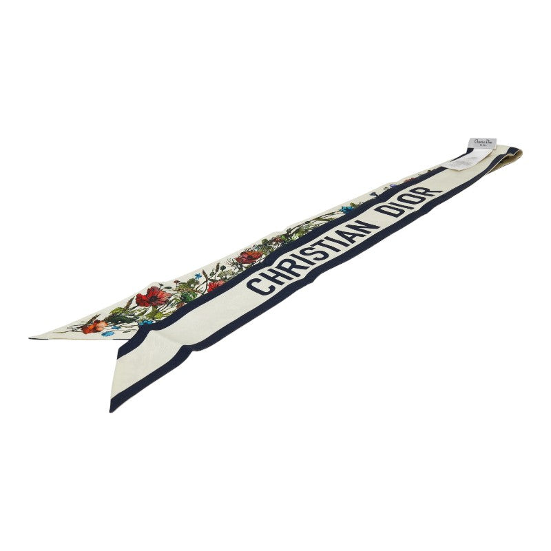 ディオール ミッツァ 花柄 スカーフ ホワイト マルチカラー シルク レディース Dior 【中古】