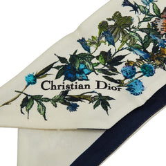 ディオール ミッツァ 花柄 スカーフ ホワイト マルチカラー シルク レディース Dior 【中古】