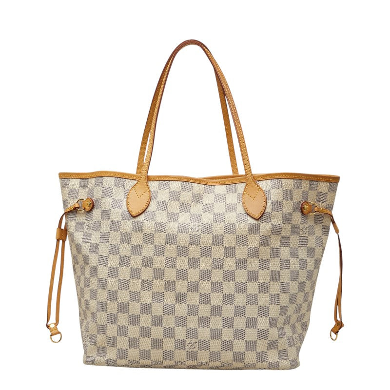 ルイ ヴィトン ダミエ アズール ネヴァーフルMM トートバッグ ショルダーバッグ N41361 ホワイト PVC レザー レディース LOUIS VUITTON 【中古】