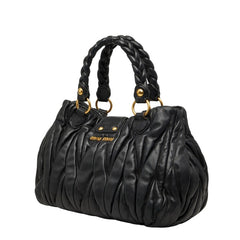 ミュウミュウ マテラッセ ハンドバッグ ショルダーバッグ 2WAY ブラック レザー レディース MIUMIU 【中古】