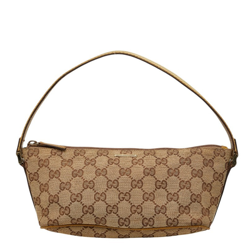 グッチ GGキャンバス ワンショルダーバッグ ハンドバッグ 141809 ベージュ グリーン系 キャンバス レザー レディース GUCCI 【中古】