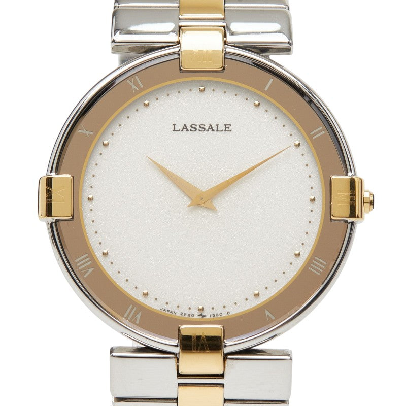 セイコー LASSALE ラサール 2F50-0170 ダイヤ12P 腕時計 LBMA024 クオーツ シルバー文字盤 ステンレススチール メンズ SEIKO 【中古】