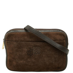ロエベ アナグラム 斜め掛け ショルダーバッグ ブラウン レザー スウェード レディース LOEWE 【中古】