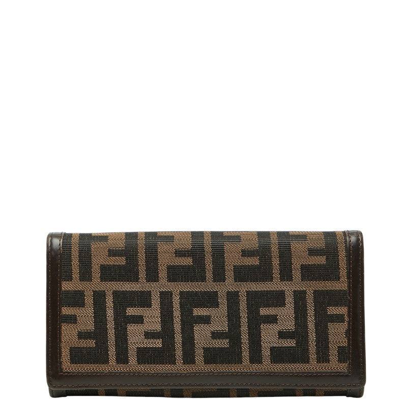 フェンディ ズッカ 長財布 30851 ブラック ブラウン キャンバス レザー レディース FENDI 【中古】
