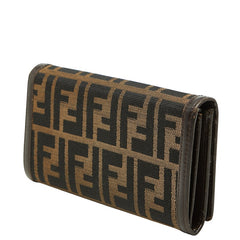 フェンディ ズッカ 長財布 30851 ブラック ブラウン キャンバス レザー レディース FENDI 【中古】