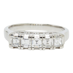 Pt900 プラチナ ダイヤ1.03ct 一文字リング リング 指輪 レディース 12号 【中古】