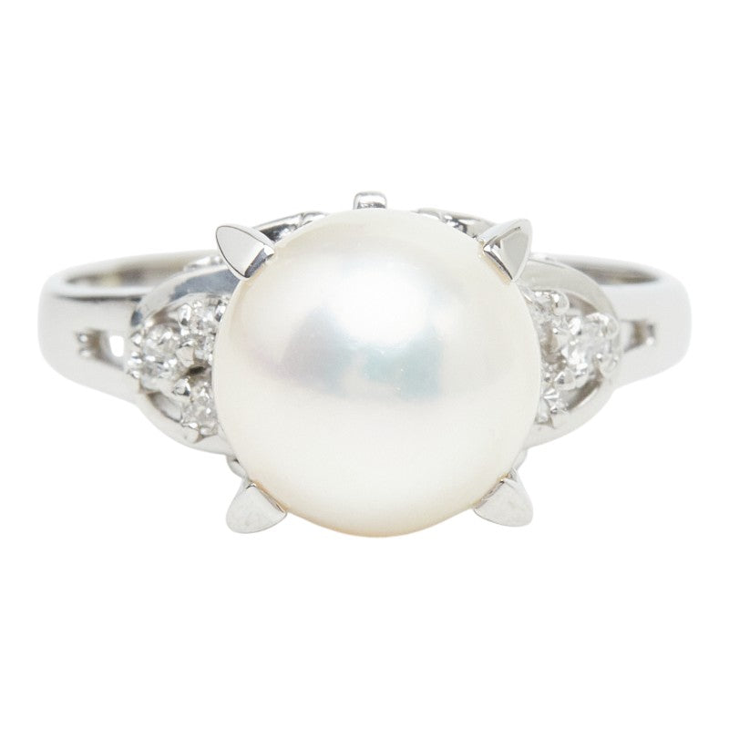 Pt900 プラチナ アコヤパール8.5mm ダイヤ0.06ct リング 指輪 レディース 9.5号 【中古】