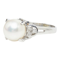 Pt900 プラチナ アコヤパール8.5mm ダイヤ0.06ct リング 指輪 レディース 9.5号 【中古】