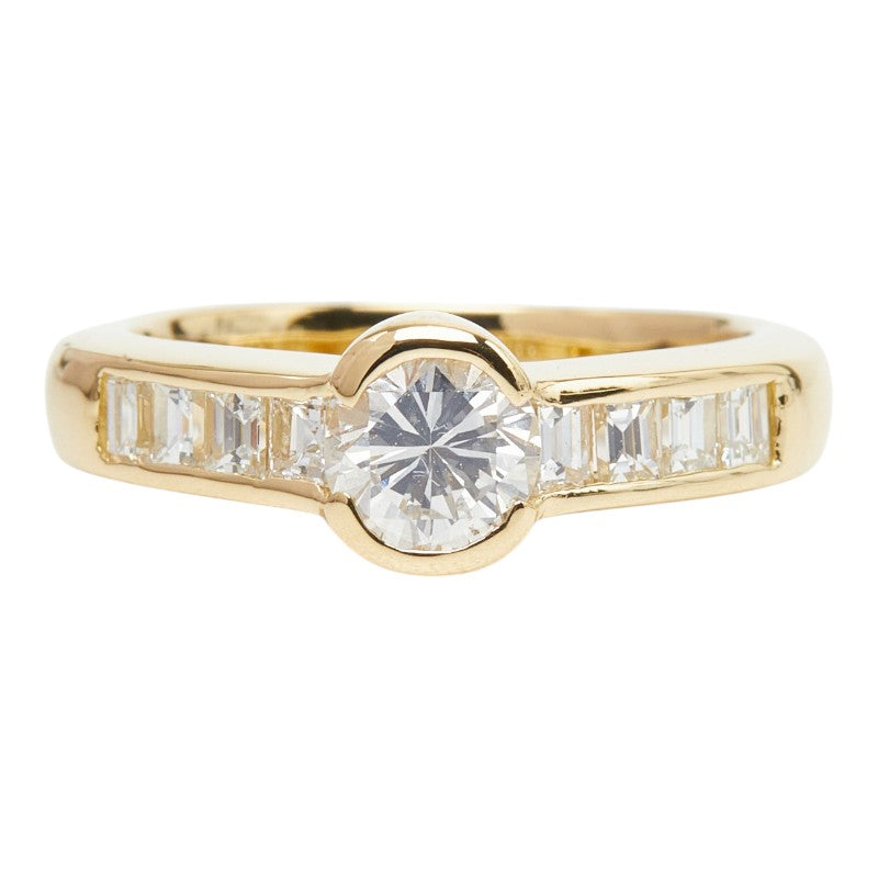 K18YG イエローゴールド ダイヤ0.616ct ダイヤ0.47ct リング 指輪 レディース 9.5号 【中古】