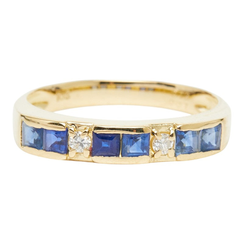K18YG イエローゴールド サファイア0.73ct ダイヤ0.07ct リング 指輪 レディース 12.5号 【中古】