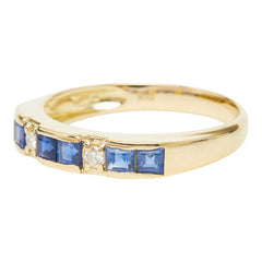 K18YG イエローゴールド サファイア0.73ct ダイヤ0.07ct リング 指輪 レディース 12.5号 【中古】