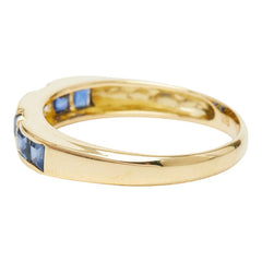 K18YG イエローゴールド サファイア0.73ct ダイヤ0.07ct リング 指輪 レディース 12.5号 【中古】