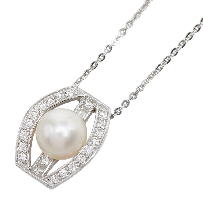 真珠 Pt900 プラチナ Pt850 プラチナ アコヤパール9.4mm ダイヤ0.69ct ペンダント ネックレス レディース 【中古】