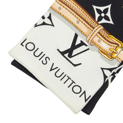ルイ ヴィトン バンドー モノグラム コンフィデンシャル ツイリー スカーフ M78656 ブラック ホワイト シルク レディース LOUIS VUITTON 【中古】