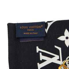 ルイ ヴィトン バンドー モノグラム コンフィデンシャル ツイリー スカーフ M78656 ブラック ホワイト シルク レディース LOUIS VUITTON 【中古】