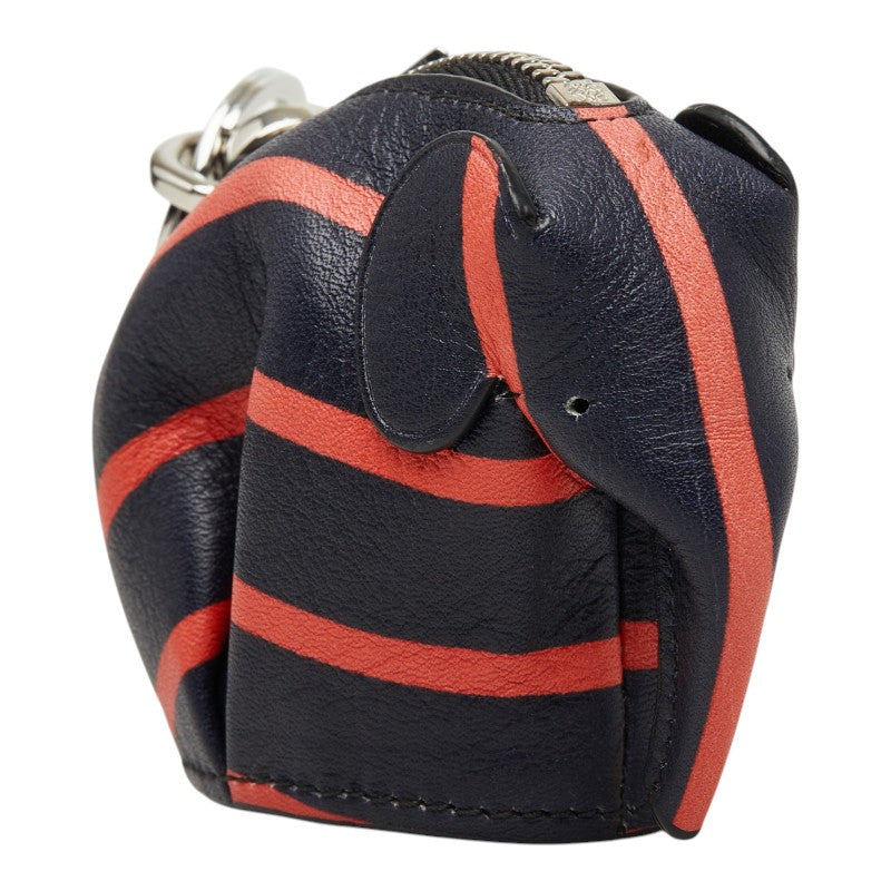 ロエベ エレファント 象 コインケース バッグチャーム ネイビー レッド レザー レディース LOEWE 【中古】