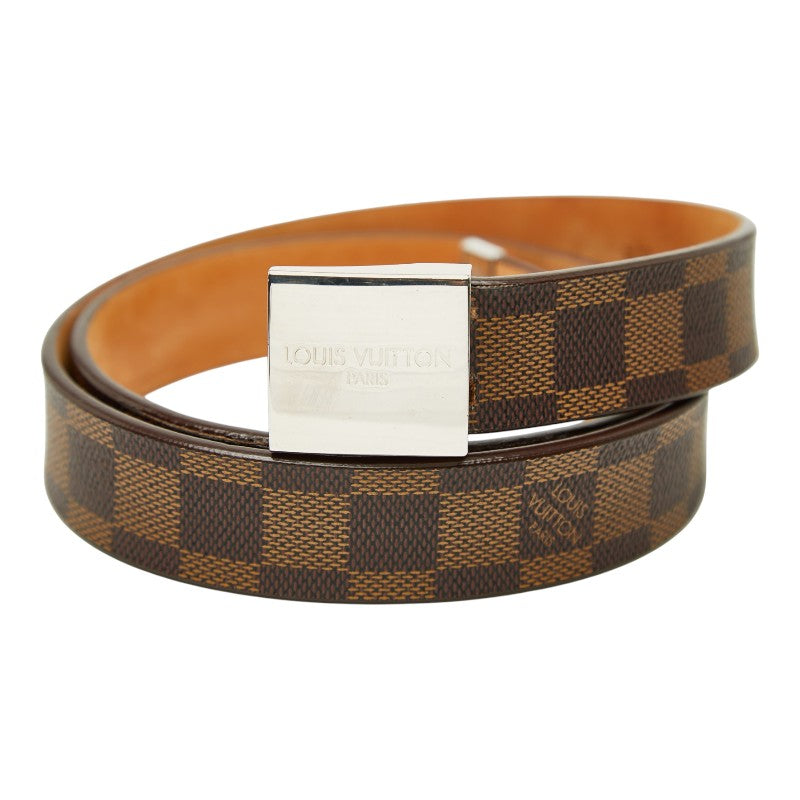 ルイ ヴィトン ダミエ サンチュール キャレ ベルト サイズ:95/38 M6803 ブラウン PVC レザー メンズ LOUIS VUITTON 【中古】